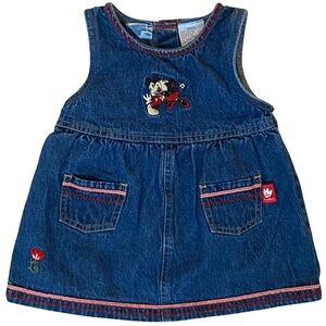 Vintage Disney Minnie and Mickey Mouse denim embroidered dress size 9 months